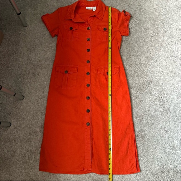 Women’s Orange Button Up Dress Size Petite 8 - Picture 6 of 8